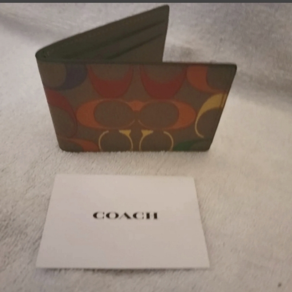 COACH Bi-Fold Wallet Insert (Rainbow/Pride) Canvas Clear ID Window & Card Slots
